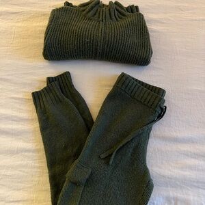 Cozy Green Knit Sweater and Pants Set
